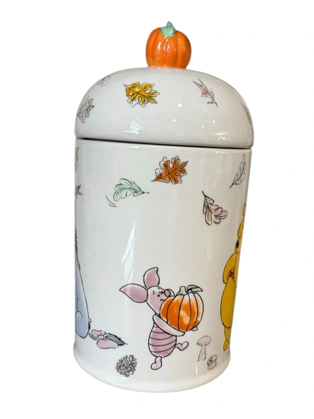Disney Winnie the Pooh Fall Cookie Jar Pumpkin Lid Piglet Tigger Decor